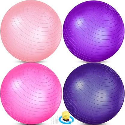Leyndo 4 Pcs 26 Inch Yoga Exercise Ball Pilates - color: Vivid Color