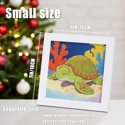 geesfayan Diamond Art Kits for Kids,6 Inch DIY Gem Art Painting with 7 Inch Frame, Complete Starter Kit for Beginners, Creative Arts & Crafts Gift for Girls & Boys (Sea Turtle) - color: Sea Turtle