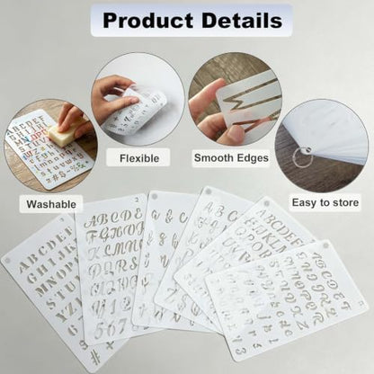 30 Pcs Letter Stencils for Painting, 4x7 Inch Number Symbol Craft Stencils | Reusable, Flexible Plastic Drawing Templates, Spray Paint Stencils for Graffiti, Journaling, Scrapbook Greeting Card Making - color: Letter and Number