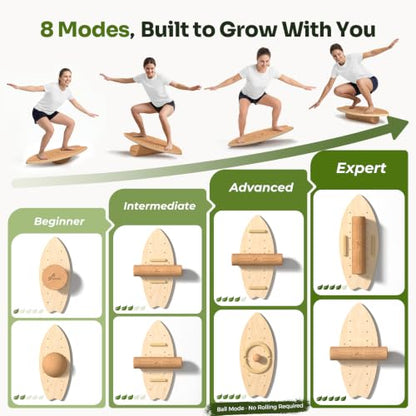 Sportneer Cork Surf Balance Board for Adults, 8-in-1 Balance Trainer