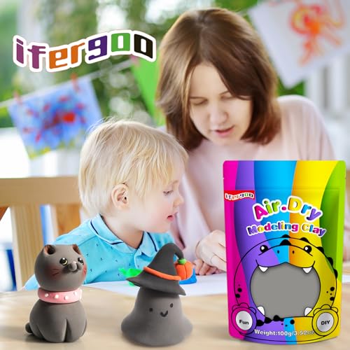 ifergoo 100g Gray Air Dry Clay, 3.5oz DIY Creative Modeling Clay for Kids | Refill Foam Magic Clay for School Art & Craft Project, Slime Supplies, Ultra-light & Soft, Gift for Age 3-12 Boys & Girls - color: Gray/100g