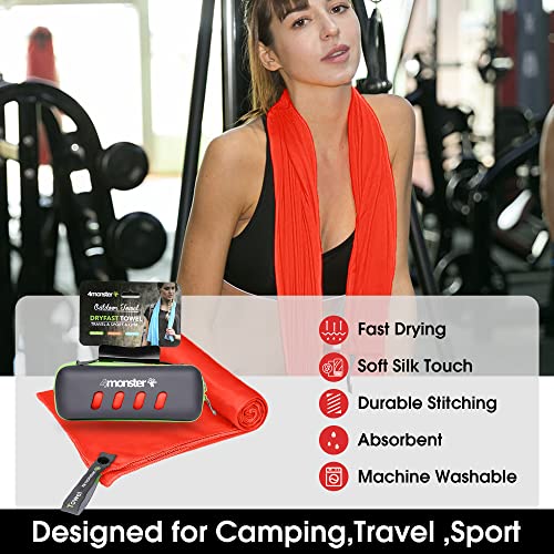 4Monster Camping Towel Super Absorbent-Quick Dry Microfiber Towel Ultra Compact & Soft-Travel Towel Lightweight for Backpacking,Hiking,Gym,Beach,Swimming,Yoga - color: Red, size: 48.00" x 24.00"