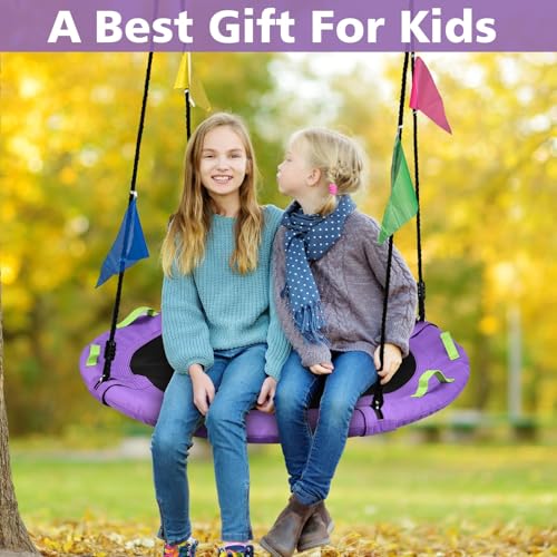 HeyZoo Tree Swing, Saucer Swing 40 Inch for Kids, Outdoor Swing, Purple - size: 40 Inch
