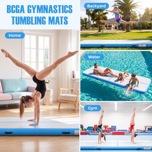 Inflatable Gymnastics Mat Air Tumble Track Tumbling Mats with Pump - color: Blue, size: 13ft*3.3ft*4inch(4m*1m*10cm)