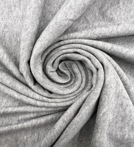 EOVEA - Cotton Spandex Fabric by The Yard - 4 Way Stretch Jersey Knit - Spandex & Cotton T-Shirt Fabric - Lightweight, Breathable - 60" Wide Roll| 10 oz(Heather Grey, 1 Yard) - color: Heather Grey, size: 1 Yard