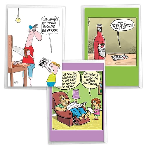 NobleWorks Assortment Pack of 3 Funny Birthday Father Greeting Cards with Envelopes (3 Designs, 1 Each) Dad B-Day VC10017BFG-C1x3 - style: Dad B-Day