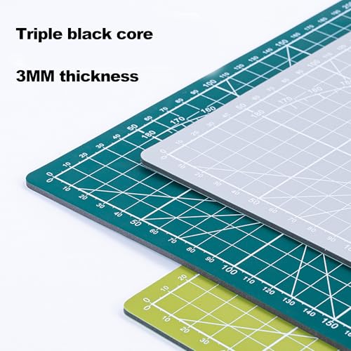 A5 Cutting Mat, Self Healing Sewing Mat, Craft Mat Double Sided 3-Ply Craft Cutting Board for Sewing Crafts Leather Fabric Scrapbooking Project Art Supplies, 8.6“ x 5.9”, Green - color: Green