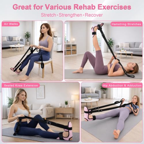 SPRING SEAON Knee Replacement Recovery Aids, Leg Stretcher Strap Kit - color: Pink