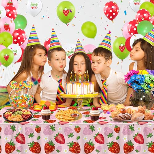 4 Pack Strawberry Tablecloth Strawberry Table Cloth Berry Party Table Cover Sweet One Birthday Party Tablecloth Berry Themed Decor 51 x 86 Inch Fruit Themed Indoor Outdoor Decorations