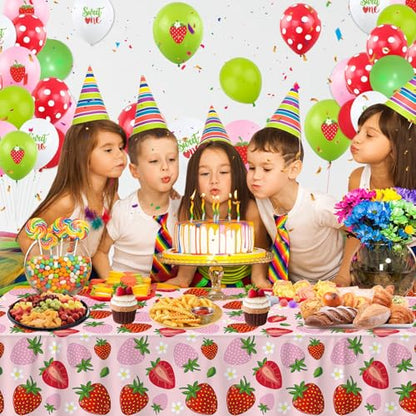 4 Pack Strawberry Tablecloth Strawberry Table Cloth Berry Party Table Cover Sweet One Birthday Party Tablecloth Berry Themed Decor 51 x 86 Inch Fruit Themed Indoor Outdoor Decorations