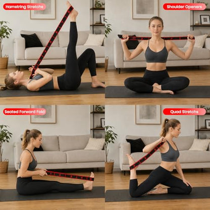 Resistance Band for Stretching, Yoga, Pilates and Fitness, Number Stretch Fitness Band with Clear Markings, 8-Section Elastic Latex Training Bands with Adjustable Tension for Body Shaping - color: Red-Black