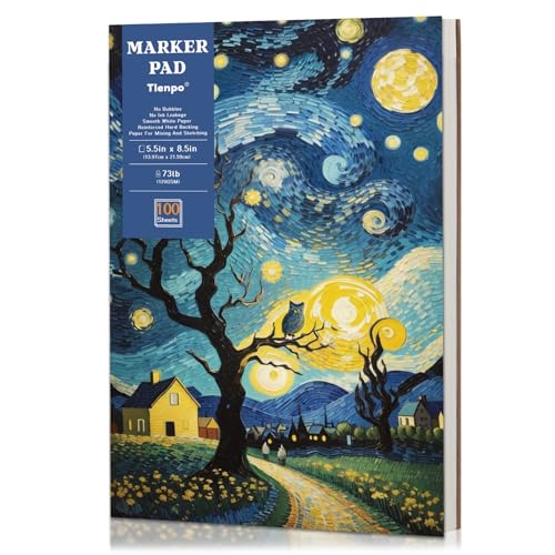 Tlenpo 8.5 x 5.5 Marker Paper Pad 100 Sheets, Bleedproof Sketchbook for Alcohol Markers, 120gsm/73lb Art Sketch Pad Paper Painting Coloring Paper for Drawing & Coloring - size: A-8.5×5.5in