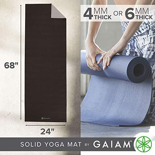 Gaiam Yoga Mat, Solid Color Non-Slip, 6mm - color: Granite Storm, size: 68"L x 24"W x 6mm Thick
