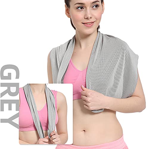 Pack of 20 Cooling Towel 40x12'' Ice Towel for Neck and Face Microfiber Chilly with Bag Breathable Yoga Gym Stay Cool Towels Sweat Rag for Workout Running Camping Pilates Beach, Light Gray - color: Light Gray