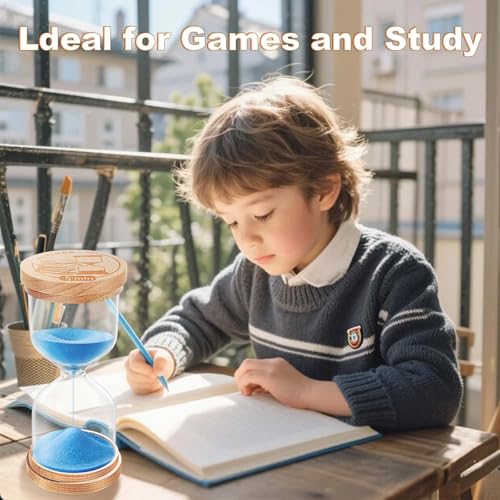 Hourglass 20 Minute Sand Timer:Small Wooden SandClock, Sand Watch 20 Min, Hour Glass Sandglass for Games,Study,Classroom (Blue)