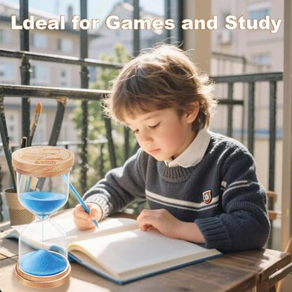 Hourglass 20 Minute Sand Timer:Small Wooden SandClock, Sand Watch 20 Min, Hour Glass Sandglass for Games,Study,Classroom (Blue)