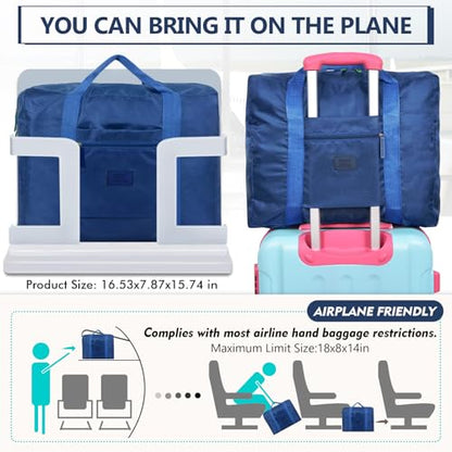 Travel Duffel Bag 12 PCS Foldable Travel Bag Bulk Carry on Luggage Bag Waterproof Tote Sports Gym Bag Lightweight Large Weekender Overnight Bag for Women and Men (Blue 12PCS) - color: Blue 12PCS