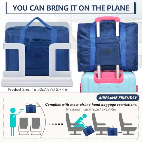 Travel Duffel Bag 24 PCS Foldable Travel Bag Bulk Carry on Luggage Bag Waterproof Tote Sports Gym Bag Lightweight Large Weekender Overnight Bag for Women and Men (Blue 24PCS) - color: Blue 24PCS