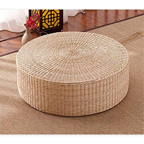 HUAWELL Japanese Style Handcrafted Eco-Friendly Breathable Padded Knitted Straw Flat Seat Cushion, Hand Woven Tatami Cushion Best for Zen, Yoga Practice or Buddha Meditation (19.7) - size: 19.7