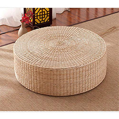HUAWELL Japanese Style Handcrafted Eco-Friendly Breathable Padded Knitted Straw Flat Seat Cushion, Hand Woven Tatami Cushion Best for Zen, Yoga Practice or Buddha Meditation (19.7) - size: 19.7