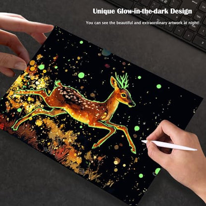 Scratchboard Art for Adults Luminous Scratch Painting Kits-A5/8 PCS-Animals | Luminous Scratch Painting Paper Kit, Relaxing Art Therapy Activity for Adults, Hand Coordination Craft, Creative Outlet Gift - style: Animal