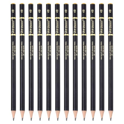 PATIKIL 12Pcs Drawing Pencils for Sketching, 4B Refill Sketch Pencils for Drawing, Graphite Art Pencil Set Professional Resistant Lead for Painting Shading Artist Office Supplies - size: 4B