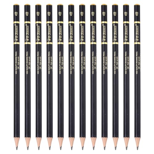 PATIKIL 12Pcs Drawing Pencils for Sketching, 4B Refill Sketch Pencils for Drawing, Graphite Art Pencil Set Professional Resistant Lead for Painting Shading Artist Office Supplies - size: 4B