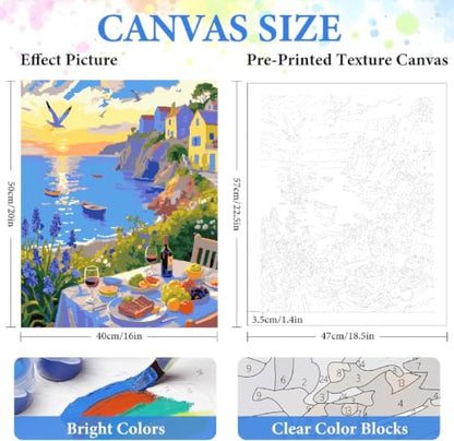 ZRIZQ Landscape Paint by Numbers Kit for Adults Beginner,Cityscape,16x20 | Full set with rich paints,wooden brushes,rolled canvas.Calming activity.Beginner friendly.Just open and paint. - color: 16"X20"Rolled Canvas(Frameless)-Landscape 20