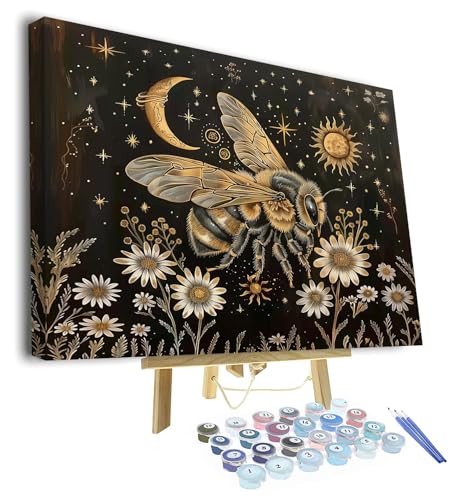 TUMOVO Paint by Number for Adults Bee Adults' Paint-by-Number Kits Bee Flower Color by Number Adults Paint by Numbers DIY Painting by Numbers Arts Craft with Framed, 16 x20 Inch - color: Flower Bee-Framed