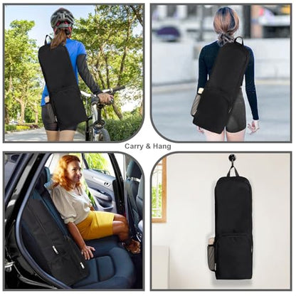 Yoga Mat Bag Carrier with Mesh & Zipper Pockets - color: Black