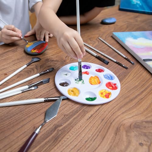 Paint Brushes Set, 24 Pcs Artist Paint Brush Set with Nylon Bristles, Wooden Handles, Roll-Up Canvas Case and Palette Knife for Acrylic, Watercolor, Oil, Gouache, Canvas Painting, Pearl White - color: Pearl White