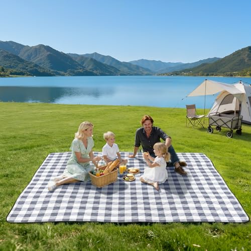 TigeJoy Extra Large Picnic Blanket Waterproof Beach Blanket 80''x118'' - color: Grey, size: 6'8" x 9'10" (Rectangular)