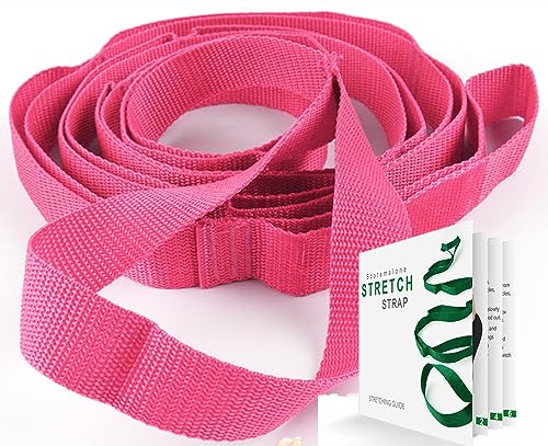 Scotamalone Stretching Strap Yoga Strap Physical Therapy for Home Workout, Exercise, Pilates and Gymnastics, 10 Loops Non-Elastic Stretch Bands with Aesthetic Packaging for Women & Men - color: Pink