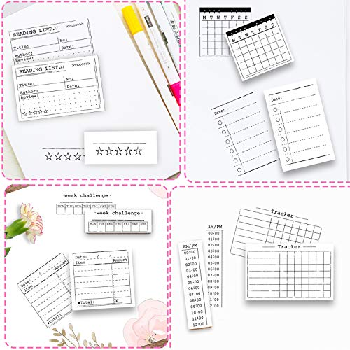 Rancco 18 Pcs Journal Stamps w/Ink Pad, 4 Set Bujo Stamp Calendar Planner Stencil for Journal DIY, to Do List, Tasks, Month Week Dates Organizer, Scrapbooking Craft, Enhance and Simplify Your Planner