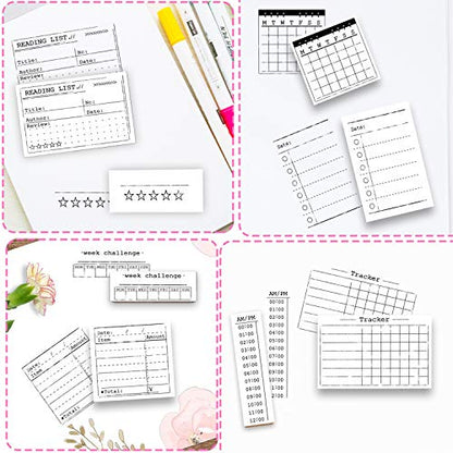 Rancco 18 Pcs Journal Stamps w/Ink Pad, 4 Set Bujo Stamp Calendar Planner Stencil for Journal DIY, to Do List, Tasks, Month Week Dates Organizer, Scrapbooking Craft, Enhance and Simplify Your Planner