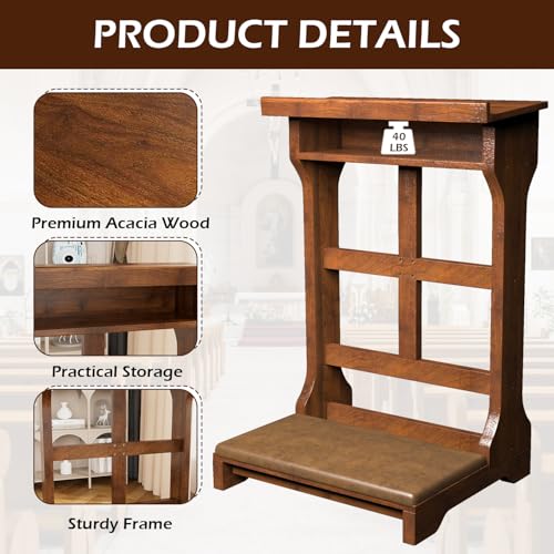 AECOJOY Prayer Kneeler Bench, Prayer Stool with Cushion & Storage Drawer