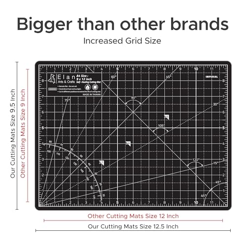 Elan Cutting Mat A4 Black & Taupe, Self Healing Cutting Mat 9x12 Inch, 5-Ply Craft Board Black, Hobby Board for Crafts 9x12 Inch - style: 12 x 9"