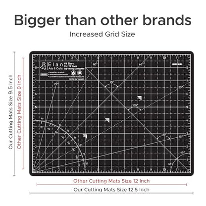 Elan Cutting Mat A4 Black & Taupe, Self Healing Cutting Mat 9x12 Inch, 5-Ply Craft Board Black, Hobby Board for Crafts 9x12 Inch - style: 12 x 9"