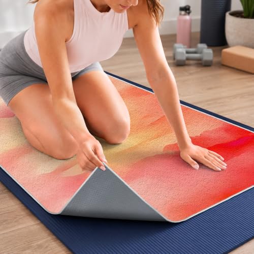 Yoga Mat Towel, Hot Yoga Towel High-Definition Pattern, Machine Washable with Ultra-Absorbent Yoga Towels for Hot Yoga Non Slip for Fitness, Exercise, Pilates, 72 x 27 in, Sunset - color: Sunset