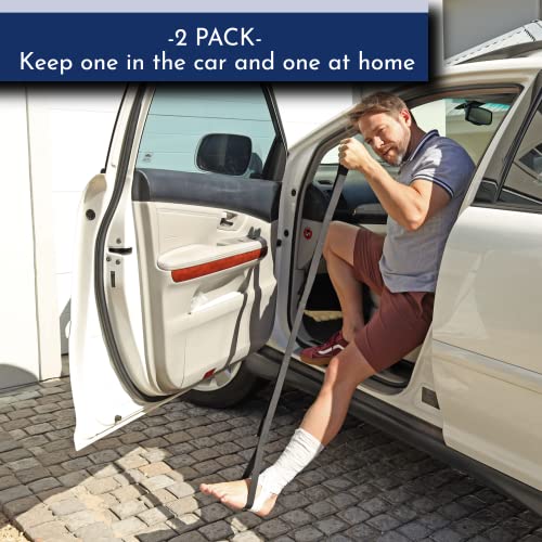 VMA 47” Leg Lifter Strap – Foldable Extra Long Strap with Loops for Hip or Knee Replacement Recovery, Mobility Aids and Equipment (2 Pack)