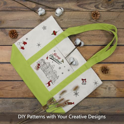 TOPDesign 1-Pack Canvas Tote Bag with an External Pocket, Reusable Grocery Shopping Bag, Top Zipper Closure, Daily Essentials (Light Green/Natural) - color: Light Green/Natural