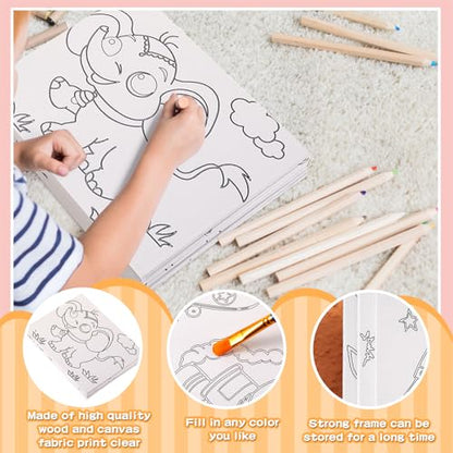 Fulmoon 36 Pcs Pre Drawn Canvas for Painting for Adults Preprinted Bulk 7.8 x 5.8 Inch Pre-Stenciled Painting Canvas Panels for DIY Party Favor Gift Activities, 12 Style