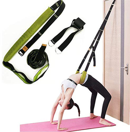 Yoga Fitness Stretching Strap, Door Flexibility Stretching Strap, Improve Leg Waist Back Flexibility Back Bend Assist Trainer, for Rehab Pilates Ballet Dance Cheerleading Splits Gymnastics - color: green