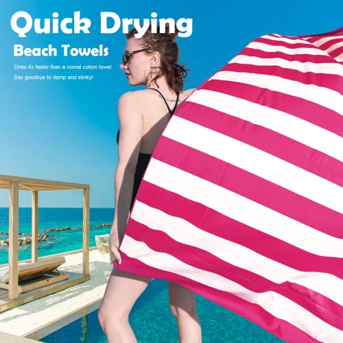 Your Choice Microfiber Beach Towel Sand-Free Quick Dry (67"x35"/60"x30") - color: O-rose Red Stripes, size: Extra Large(67x35")