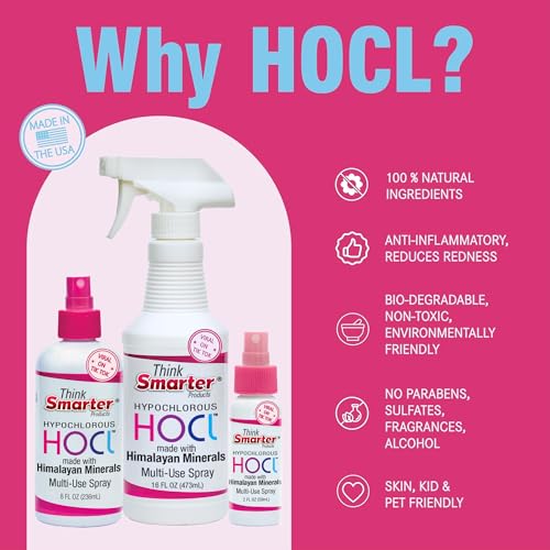 Think Smarter Hypochlorous Acid All-Purpose Cleaner Spray, 16 fl oz | HOCl, Surface Cleaner and Skin Hydrator, Safe for Produce and Surfaces, All-Natural, Non-Toxic, pH Balanced - size: 16 Fl Oz (Pack of 1)