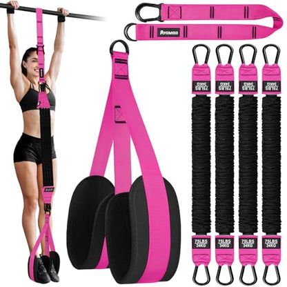 Ayombo Pull Up Assistance Bands, Resistance Bands for Pull Up Bar Workout, Adjustable Heavy Duty Pull Up Assist Equipment with 4 Assistance Bands, Home Gym Fitness Exercise Strength Training - color: Red