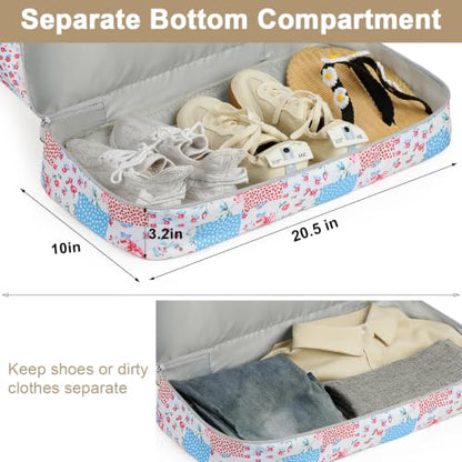 IBFUN Weekender Bags for Women, 21" Travel Duffle Bag with Shoe Compartment - color: E3-Blue