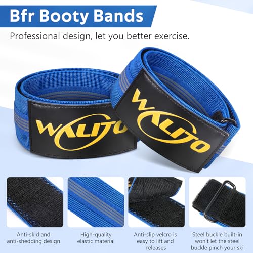 BFR Booty Bands for Women Glutes - Blood Flow Restriction Bands with Weekly Plan for Legs, Butt & Hip Building, Occlusion Bands for Workouts, Best Fabric Bands for Squat Butt & Thigh - color: Blue Bands