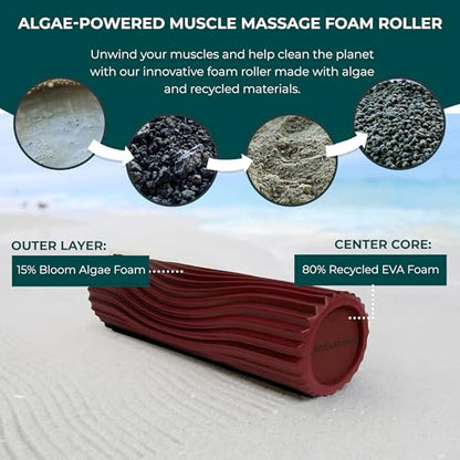 Oceanfoam Tidal Roller - Maroon - Muscle Massage Foam Roller for Back Pain & Stretching - Firm and Ergonomic Wide Wave Textured - Yoga, Athletics, & Wellness - Full Size, 20" x 5" - color: Maroon