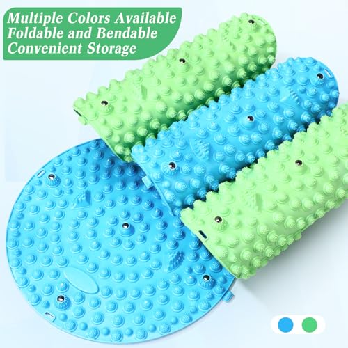 Threlaco 4 Pack Foot Massager Mat Foot Reflexology Pad with Magnetic Relaxation Massage Feet Pressure Point Pad Anti Fatigue Walk Stone Acupoint Mat Particle Portable Massage Tool (Blue and Green) - color: Blue, Green